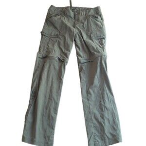 prAna Nylon Pants Womens Sz 6 Green Convertible Zip Cargo Hiking Outdoors